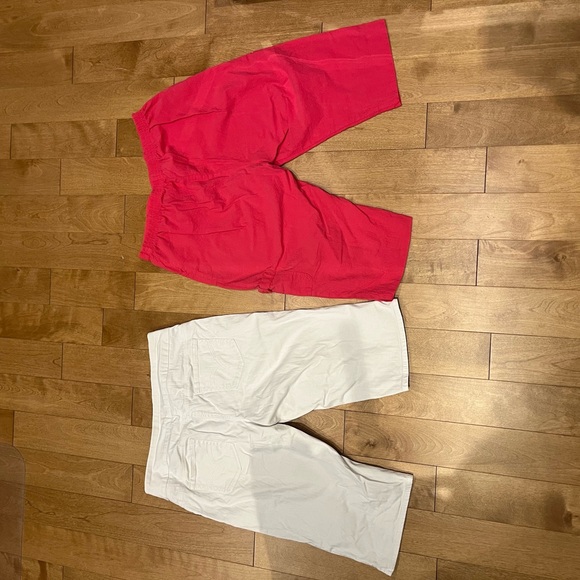 Two pairs Pull-on Capri Pants, pink, white denim - Picture 2 of 4